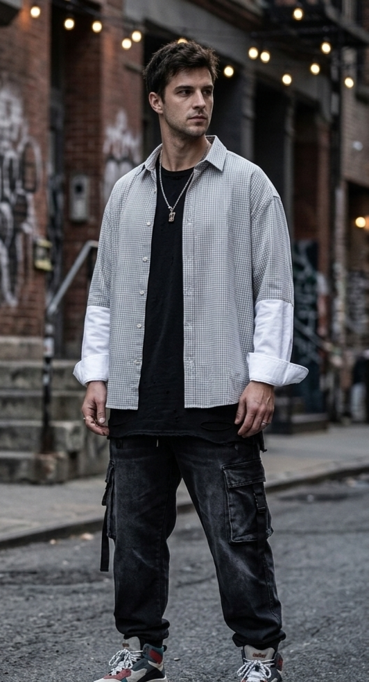 Vintage Micro-Check Boxy Shirt (Pink/White)