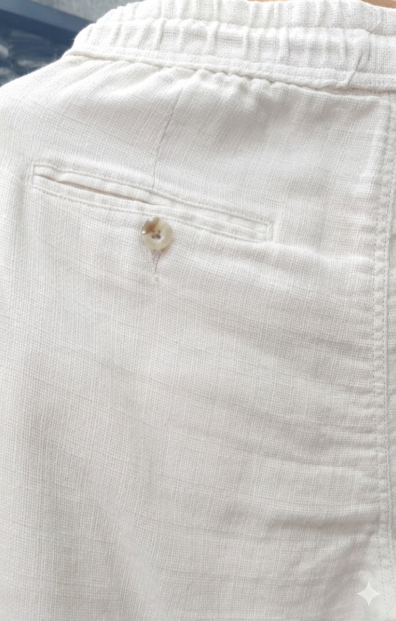 Premium Heavyweight Cotton Linen Cargo Pants  White/Bone