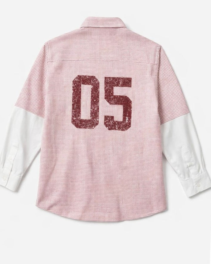 Vintage Micro-Check Boxy Shirt (Pink/White)