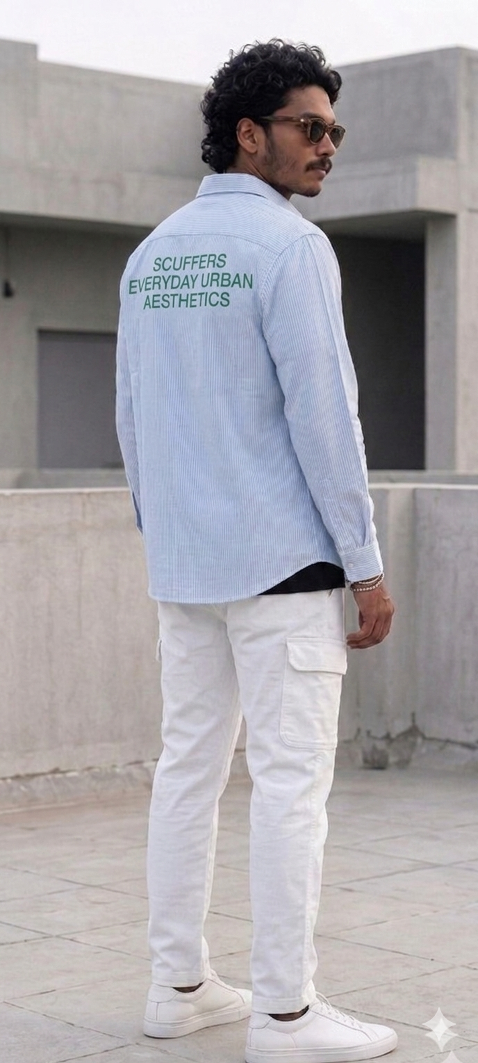 S66S® Premium Light Blue Casual Shirt for Men – Slim Fit Street Style