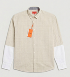 Vintage Micro-Check Boxy Shirt (Beige(cream)/White)