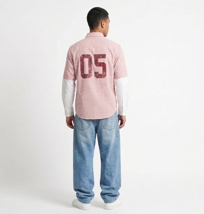 Vintage Micro-Check Boxy Shirt (Pink/White)