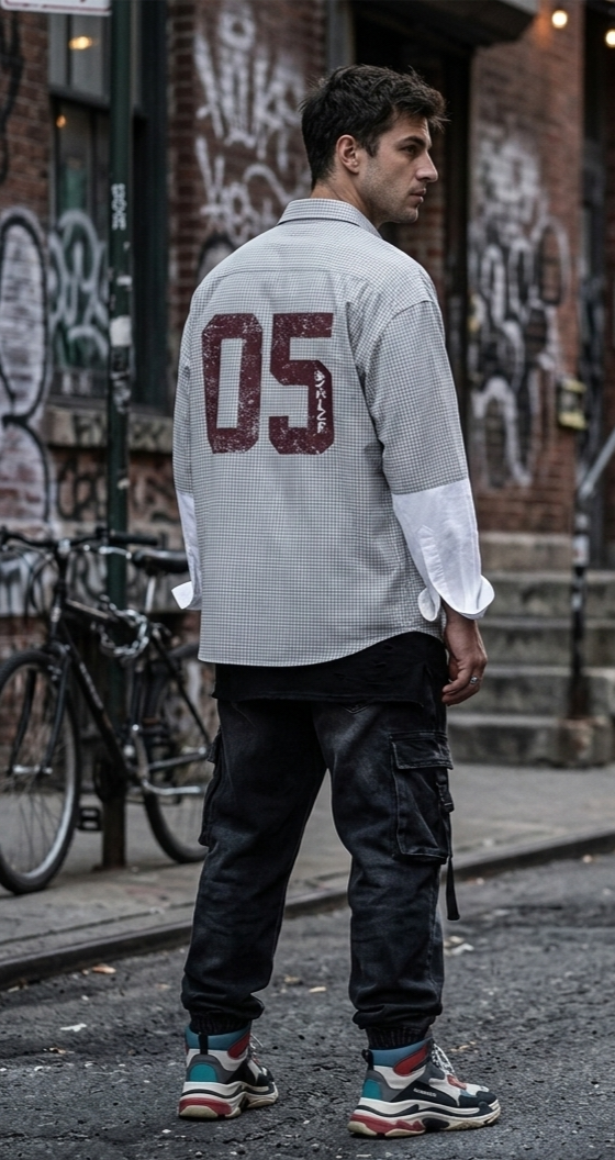 Vintage Micro-Check Boxy Shirt (Pink/White)