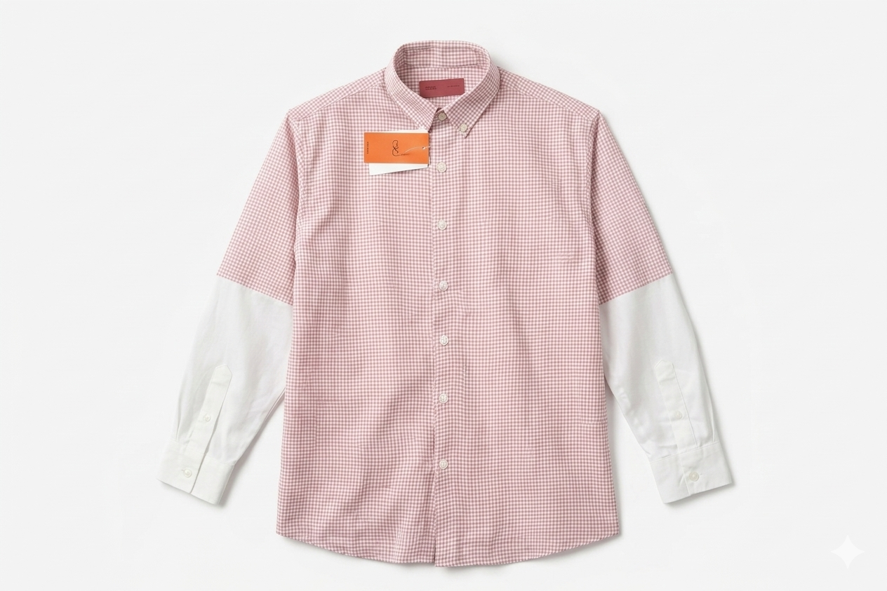 Vintage Micro-Check Boxy Shirt (Pink/White)