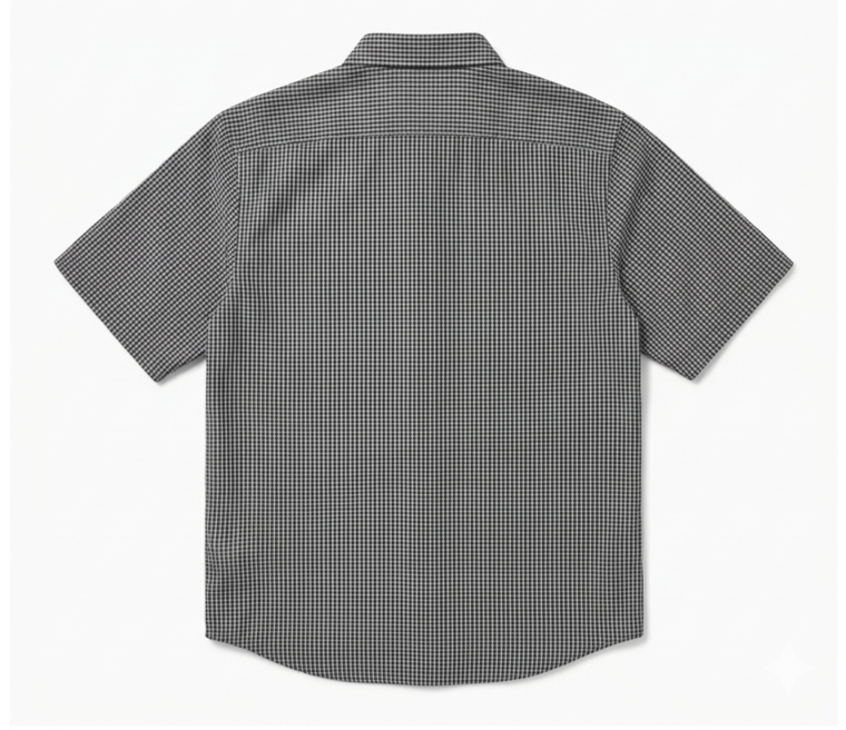 Men's Grey/black Half Sleeve Shirt with Red Cherry Embroidery