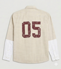 Vintage Micro-Check Boxy Shirt (Beige(cream)/White)