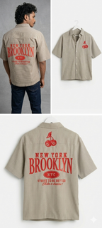 Grey Streetwear Half Sleeve Shirt | Casual vintage Shirt